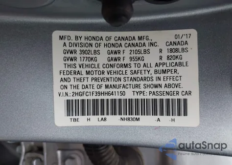 2017 Honda Civic Ex-T z USA, uszkodzony, nr VIN 1HGFC1F39HH641150